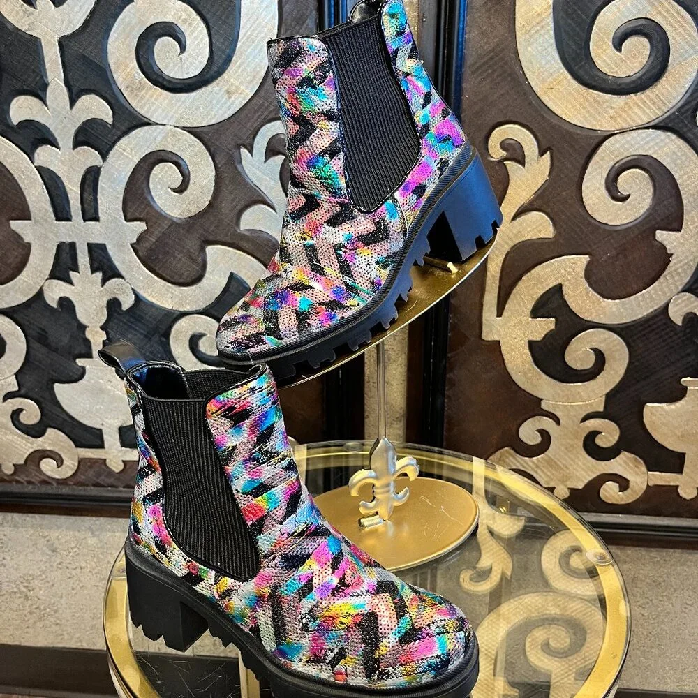 Betsey Johson Rowann black multi boots - Picture 1 of 9